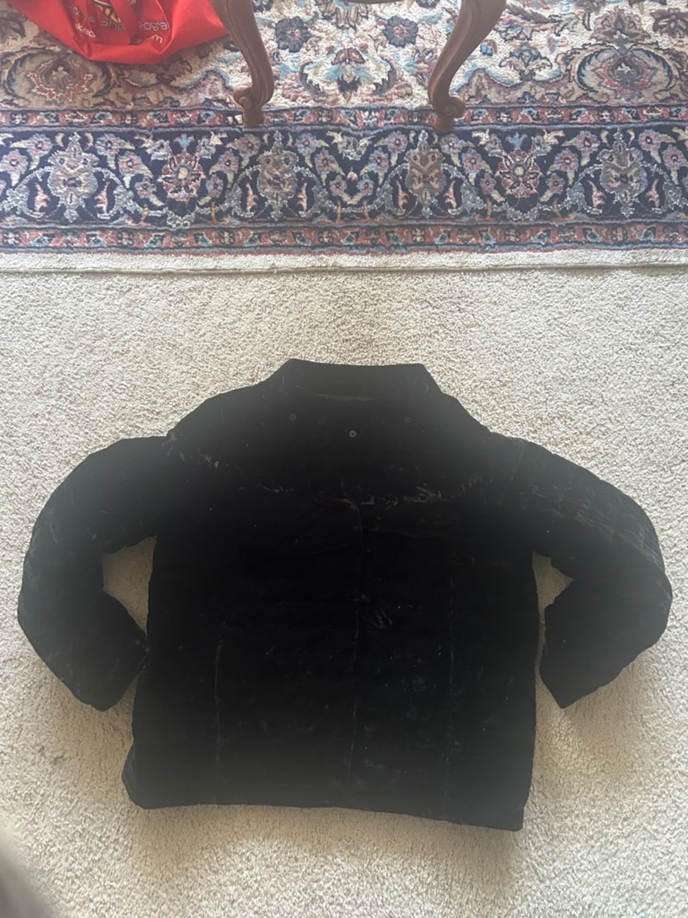 Talbots Black velvet Quilted puffer Jacket size 10